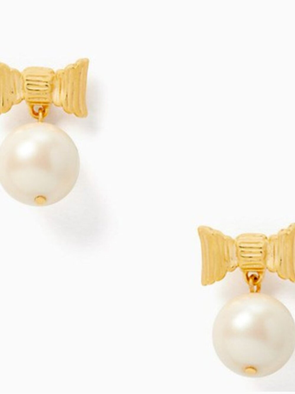 Kate Spade All Wrapped Up Pearl and Gold Bow Earrings